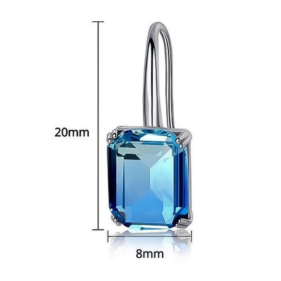 Silver w/Powder Blue Crystal Earrings - Picture 4 of 4